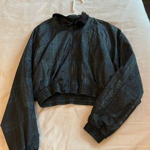 Cropped Plaid Wind Breaker, Size Small
